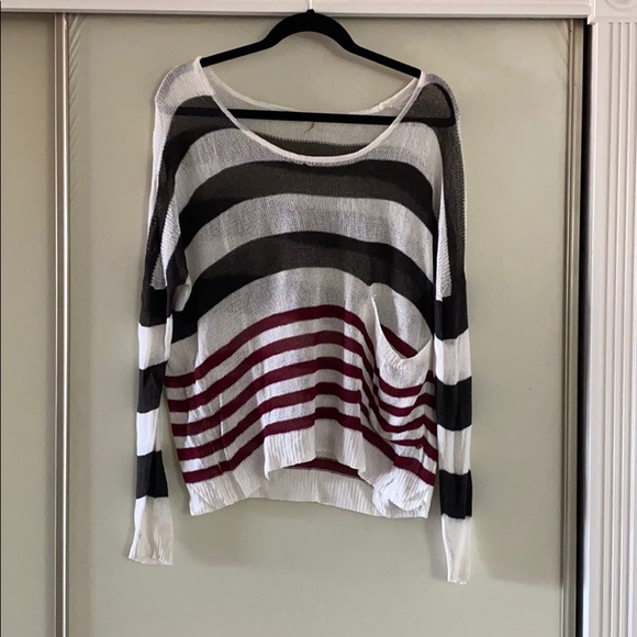 Cecilio Black, White and Red Striped Top - Picture 1 of 4